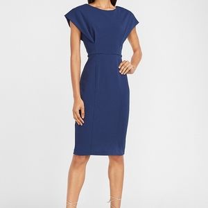 Cap Sleeve V-Back Navy Blue Dress